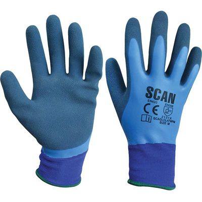 Scan Waterproof Latex Gloves - M (Size 8)