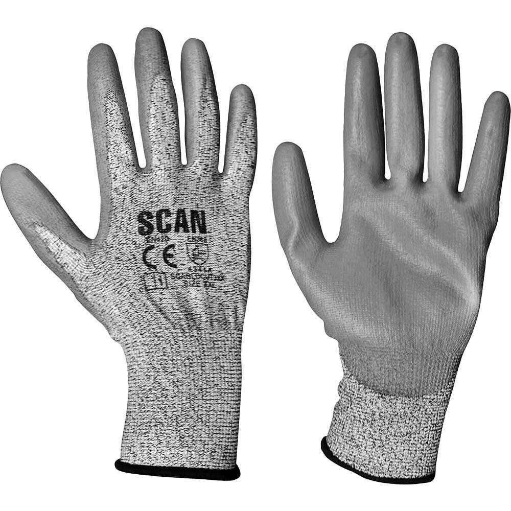 Scan H3101-3 Grey Pu Coated Cut 3 Gloves - Xxl (Size 11) - Image 1