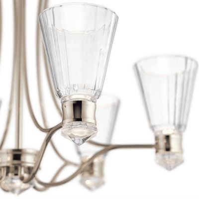 Quintiesse Kayva LED pendant light, IP44, 6-bulb, polished nickel
