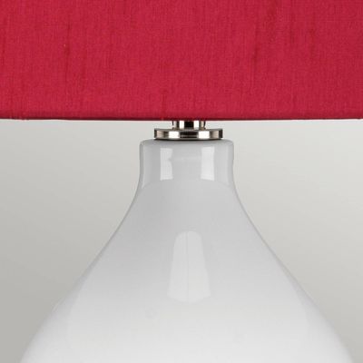 Elstead Isla fabric table lamp polished nickel/red