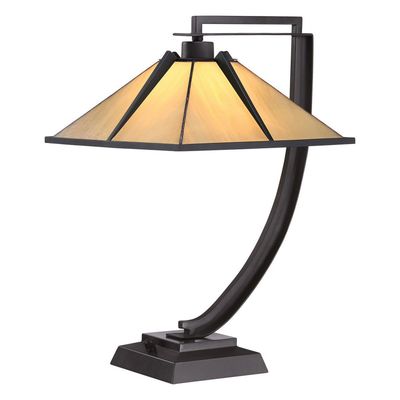 QUOIZEL Pomeroy table lamp, height 55 cm, bronze, glass, steel - Thumbnail 2