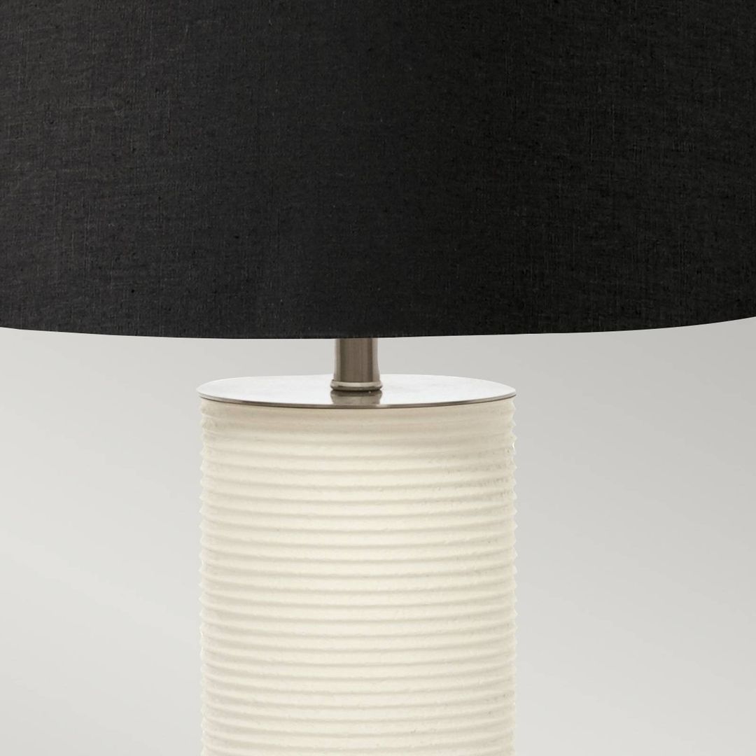Elstead Ripple fabric table white base/black lampshade - Image 1