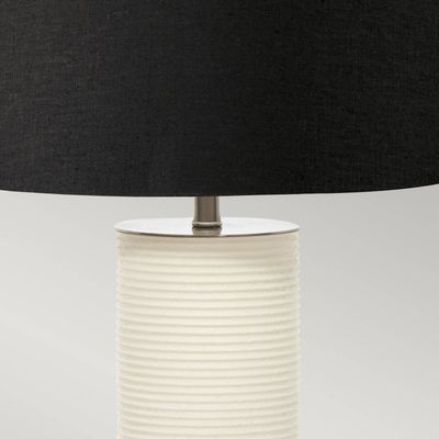 Elstead Ripple fabric table white base/black lampshade