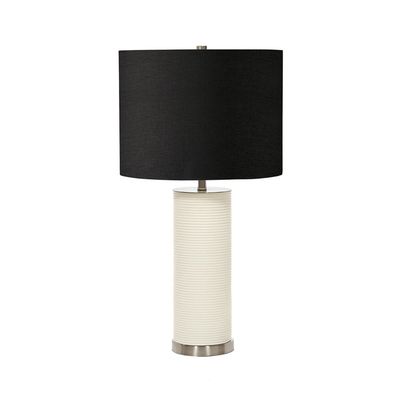 Elstead Ripple fabric table white base/black lampshade - Thumbnail 2