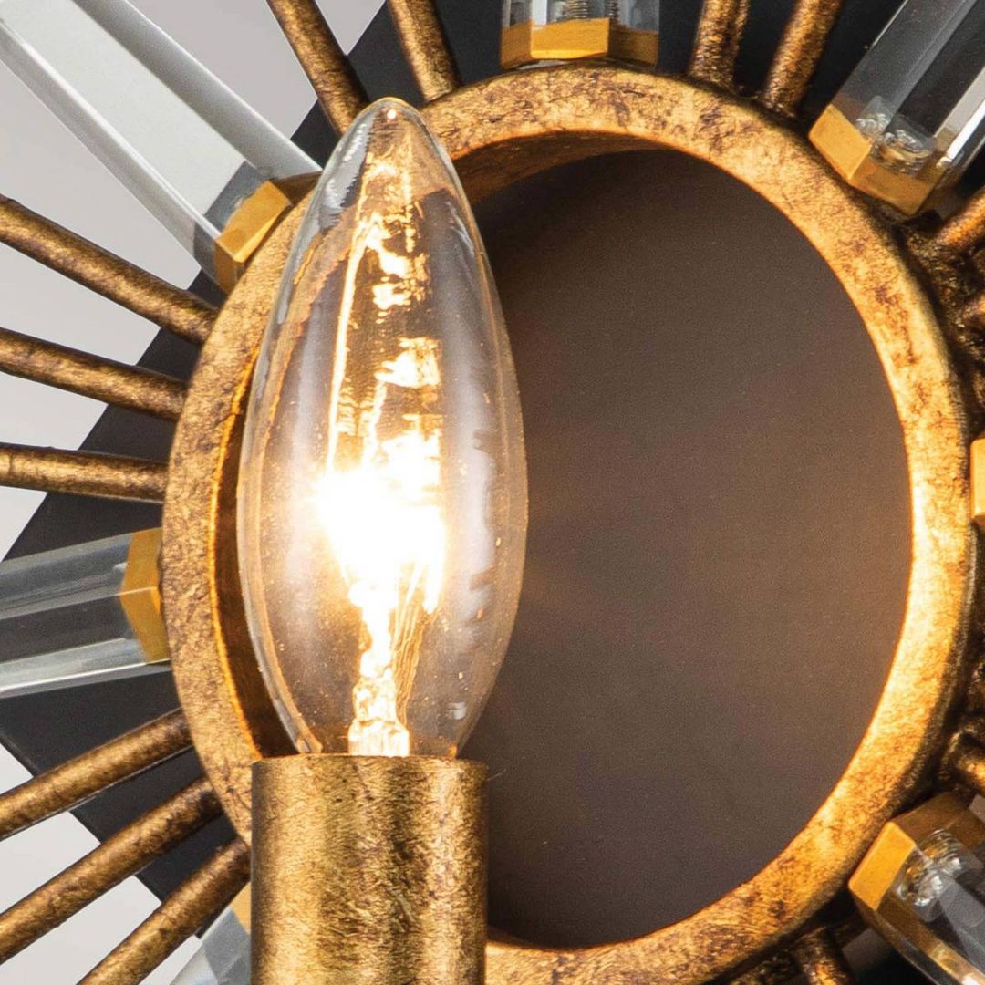 Elstead Sun King wall light, gold-coloured foil finish - Image 1