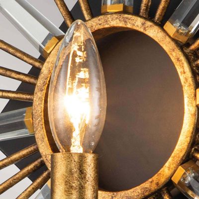 Elstead Sun King wall light, gold-coloured foil finish