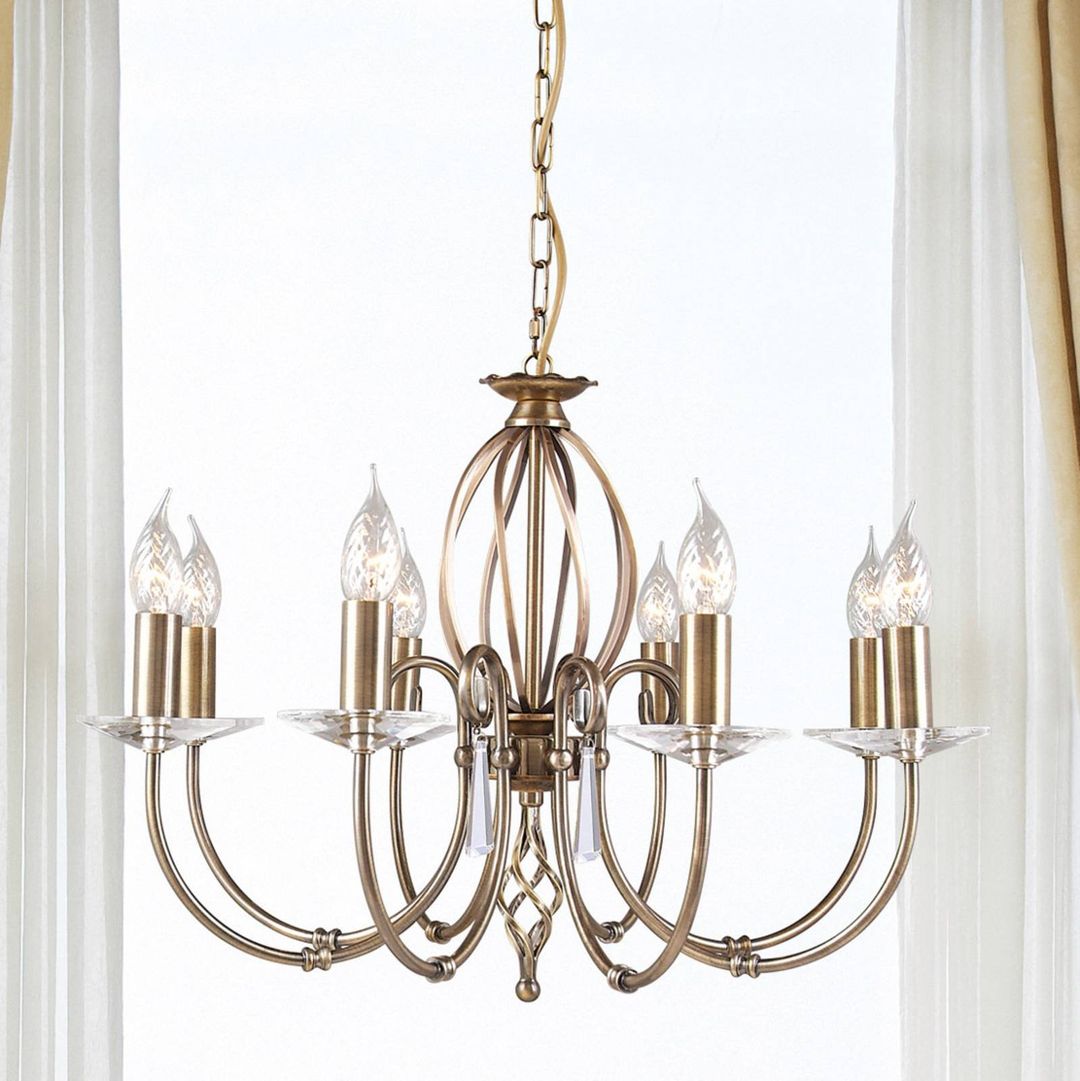Aegean 8 Light Chandelier Aged Brass Finish, E14 - Aged Brass - Image 1