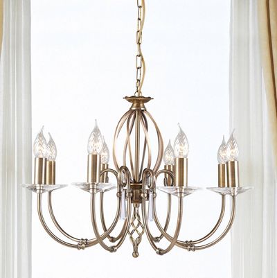 Aegean 8 Light Chandelier Aged Brass Finish, E14 - Aged Brass