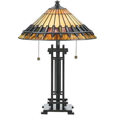 QUOIZEL Chastain table lamp, Tiffany-style lampshade - Thumbnail 2