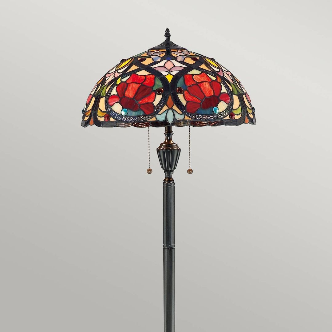 QUOIZEL Larissa floor lamp with a Tiffany-style lampshade - Image 1