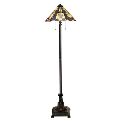 QUOIZEL Inglenook floor lamp, Tiffany style, bronze, height 158 cm - Thumbnail 2