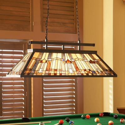 Inglenook 3 Light Tiffany Ceiling Pendant Island Chandelier Light Bronze - Bronze - Thumbnail 2