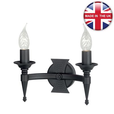 Elstead Saxon Wall Light Two Bulbs Black - Thumbnail 2