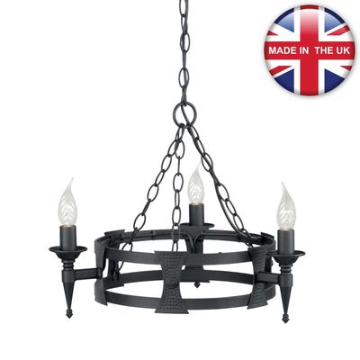 Elstead Saxon Hanging Light Three Bulbs Black - Thumbnail 2