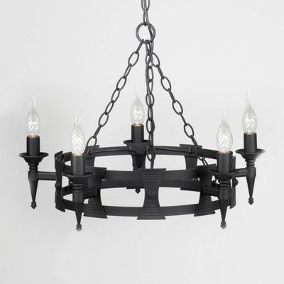 Saxon 5 Light Chandelier Black Finish, E14 - Black
