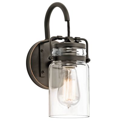 KICHLER Brinley wall lamp, bronze/clear, 29 cm