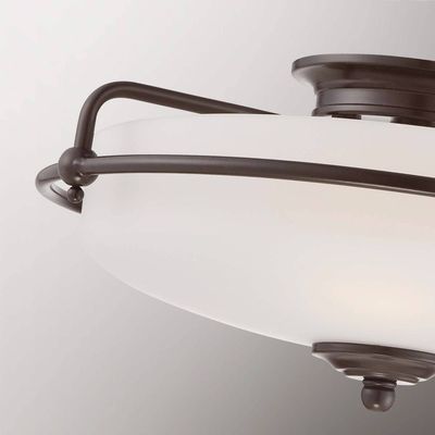 QUOIZEL Griffin F ceiling light, bronze/opal glass, Ø 42 cm