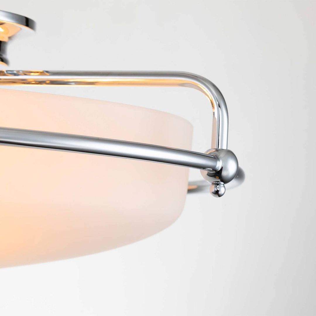QUOIZEL Griffin F ceiling light, Ø 42 cm, opal glass shade, chrome - Image 1