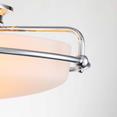 QUOIZEL Griffin F ceiling light, Ø 42 cm, opal glass shade, chrome