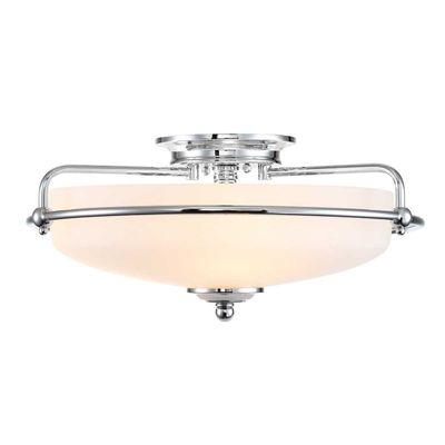 QUOIZEL Griffin F ceiling light, Ø 42 cm, opal glass shade, chrome - Thumbnail 2