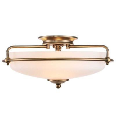 QUOIZEL Griffin F ceiling light, brass/opal glass, Ø 42 cm - Thumbnail 2