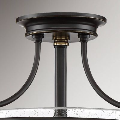 QUOIZEL Griffin semi-flush ceiling, bronze/clear, 3-bulb