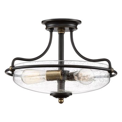 QUOIZEL Griffin semi-flush ceiling, bronze/clear, 3-bulb - Thumbnail 2