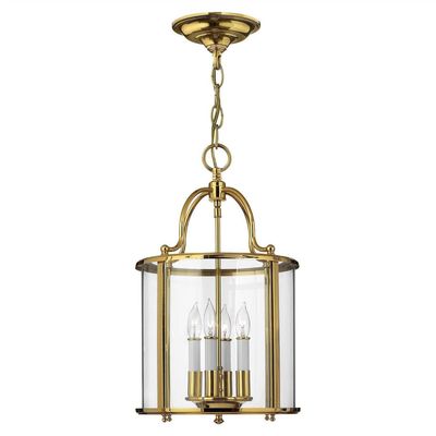 HINKLEY Gentry pendant light, 4xE14, polished brass/clear - Thumbnail 2