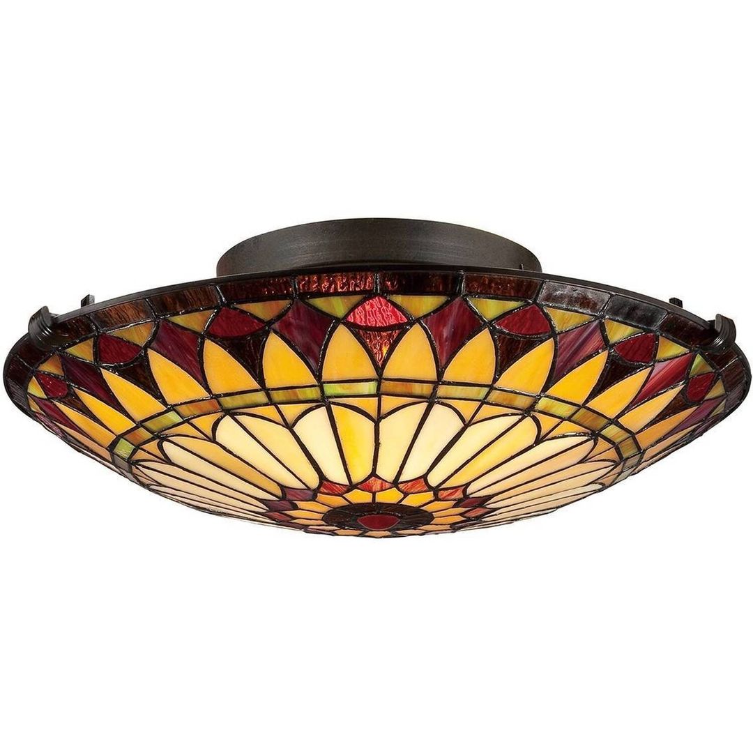 Elstead West End ceiling light, bronze/multicoloured, Ø 42 cm, glass - Image 1