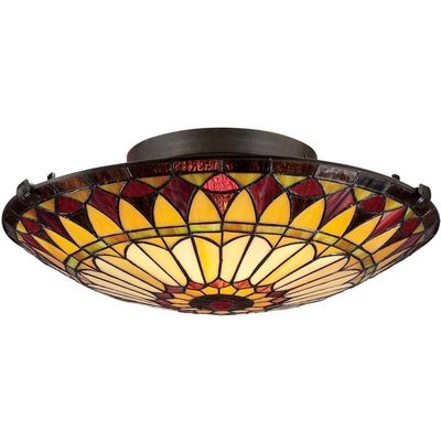 Elstead West End ceiling light, bronze/multicoloured, Ø 42 cm, glass