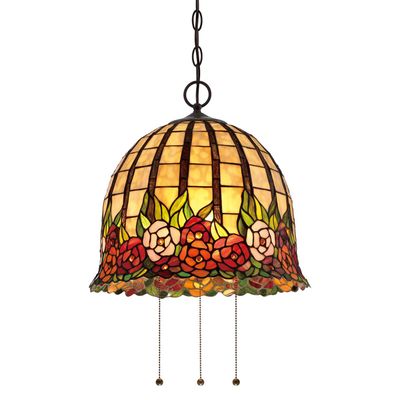 QUOIZEL Floral designed Rosecliffe Tiffany pendant light