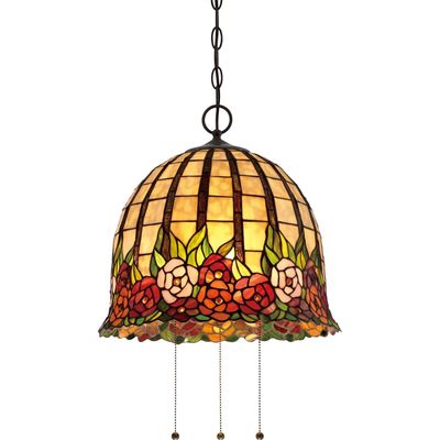 QUOIZEL Floral designed Rosecliffe Tiffany pendant light - Thumbnail 2