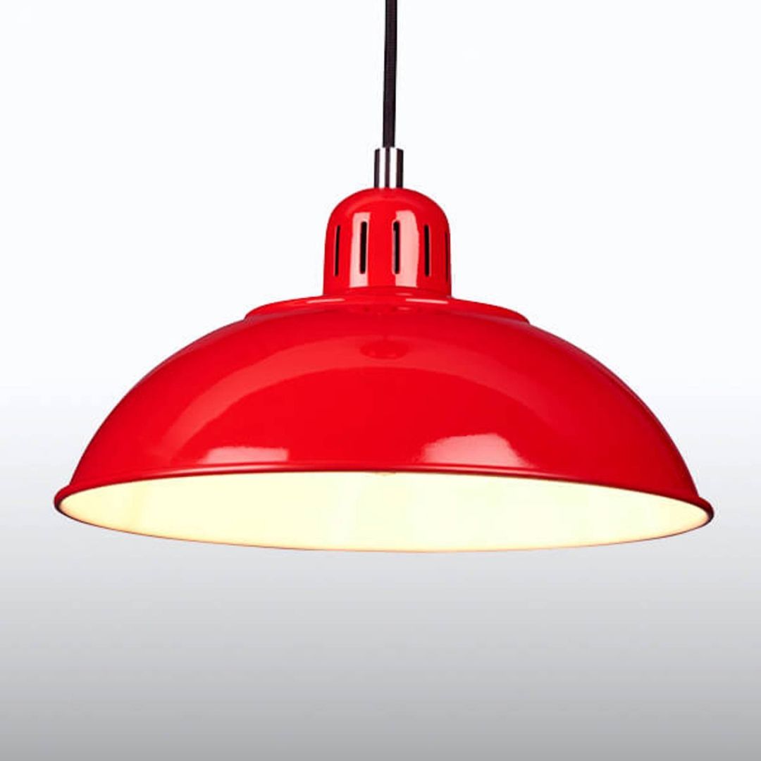Franklin 1 Light Dome Ceiling Pendant Red, E27 - Red - Image 1