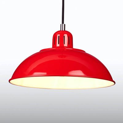 Franklin 1 Light Dome Ceiling Pendant Red, E27 - Red
