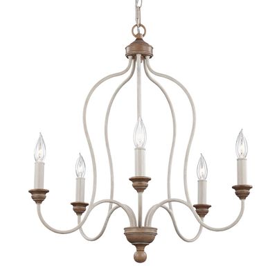 FEISS Five-bulb chandelier Hartsville in chalk white