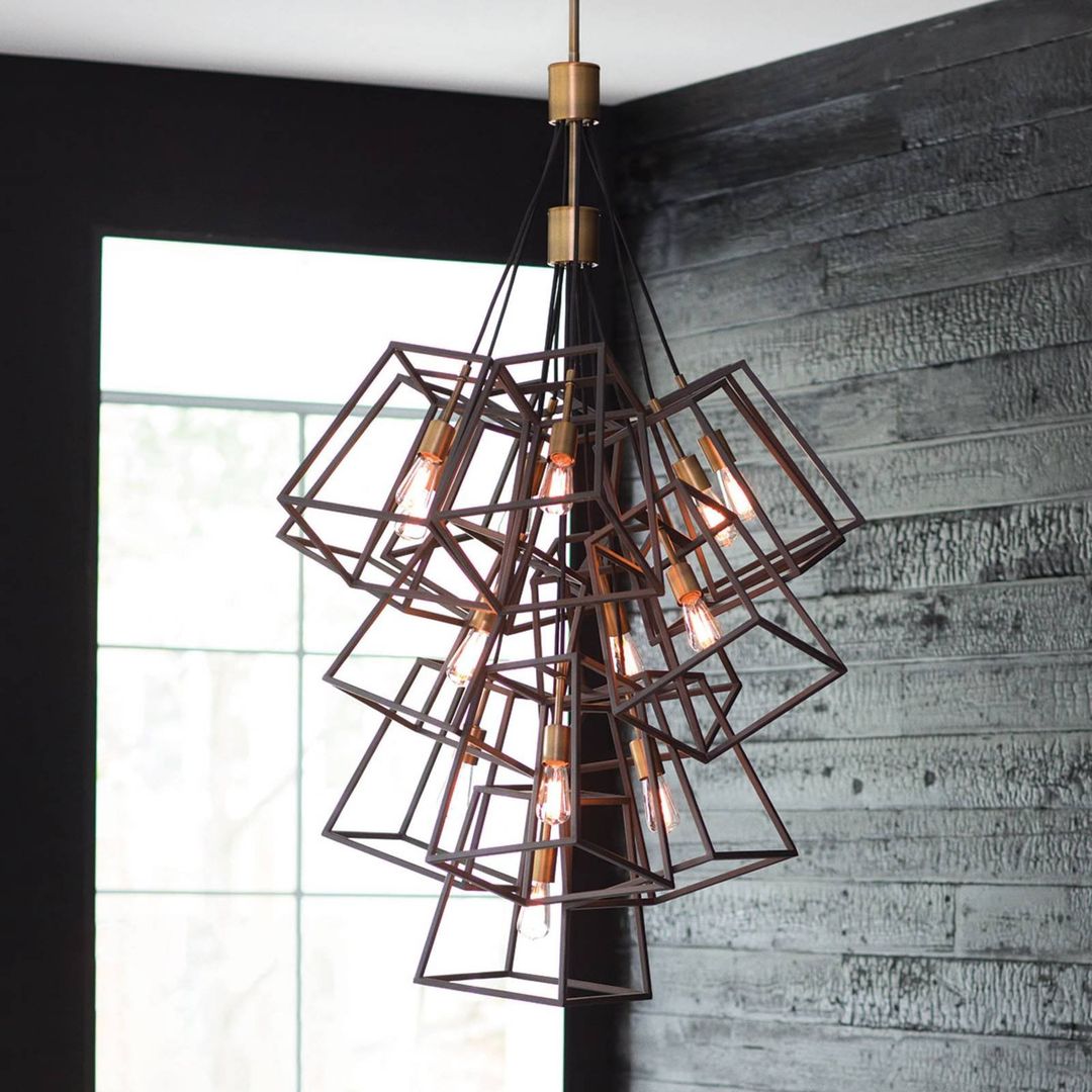 HINKLEY Fulton pendant light, bronze/antique brass, 7-bulb - Image 1