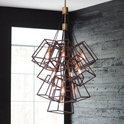 HINKLEY Fulton pendant light, bronze/antique brass, 7-bulb