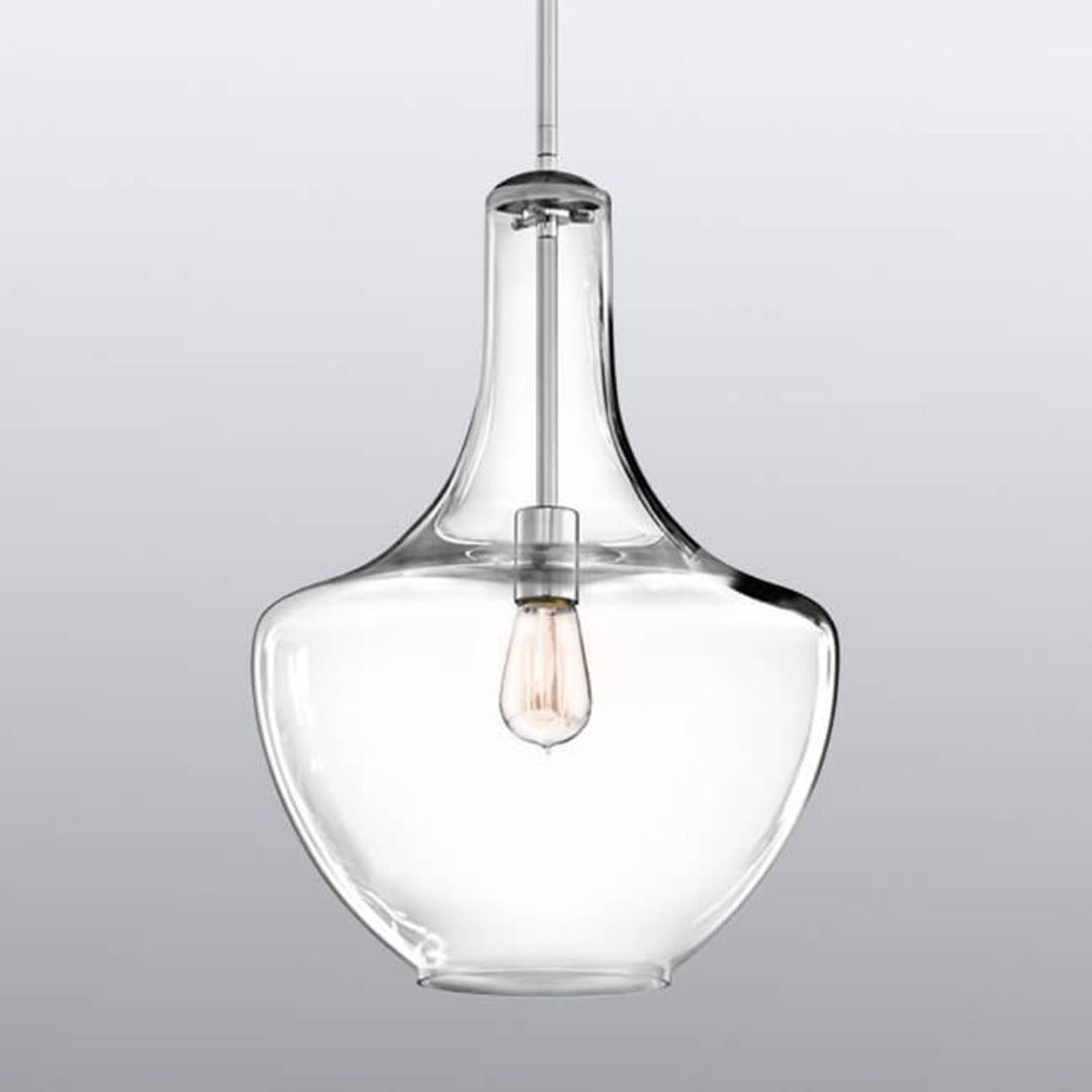 KICHLER Medium glass hanging light Everly chrome socket - Image 1