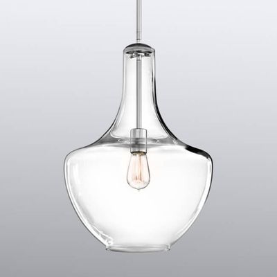 KICHLER Medium glass hanging light Everly chrome socket