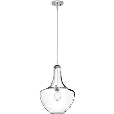KICHLER Medium glass hanging light Everly chrome socket - Thumbnail 2