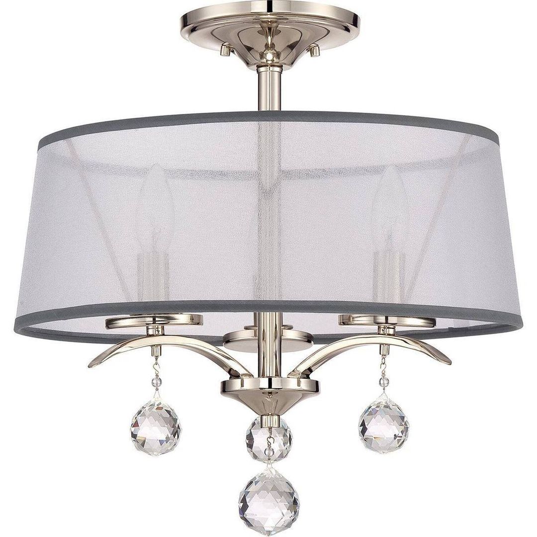 Whitney 3 Light Semi FlushPendant - Imperial Silver Finish, E14 - Silver - Image 1