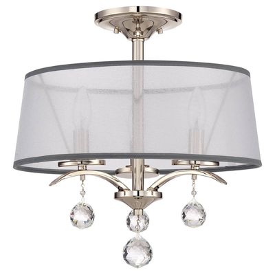 Whitney 3 Light Semi FlushPendant - Imperial Silver Finish, E14 - Silver - Thumbnail 2