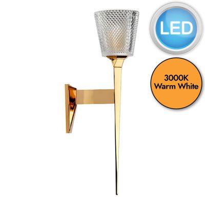 Elstead Verity LED wall light, IP44, polished gold - Thumbnail 2
