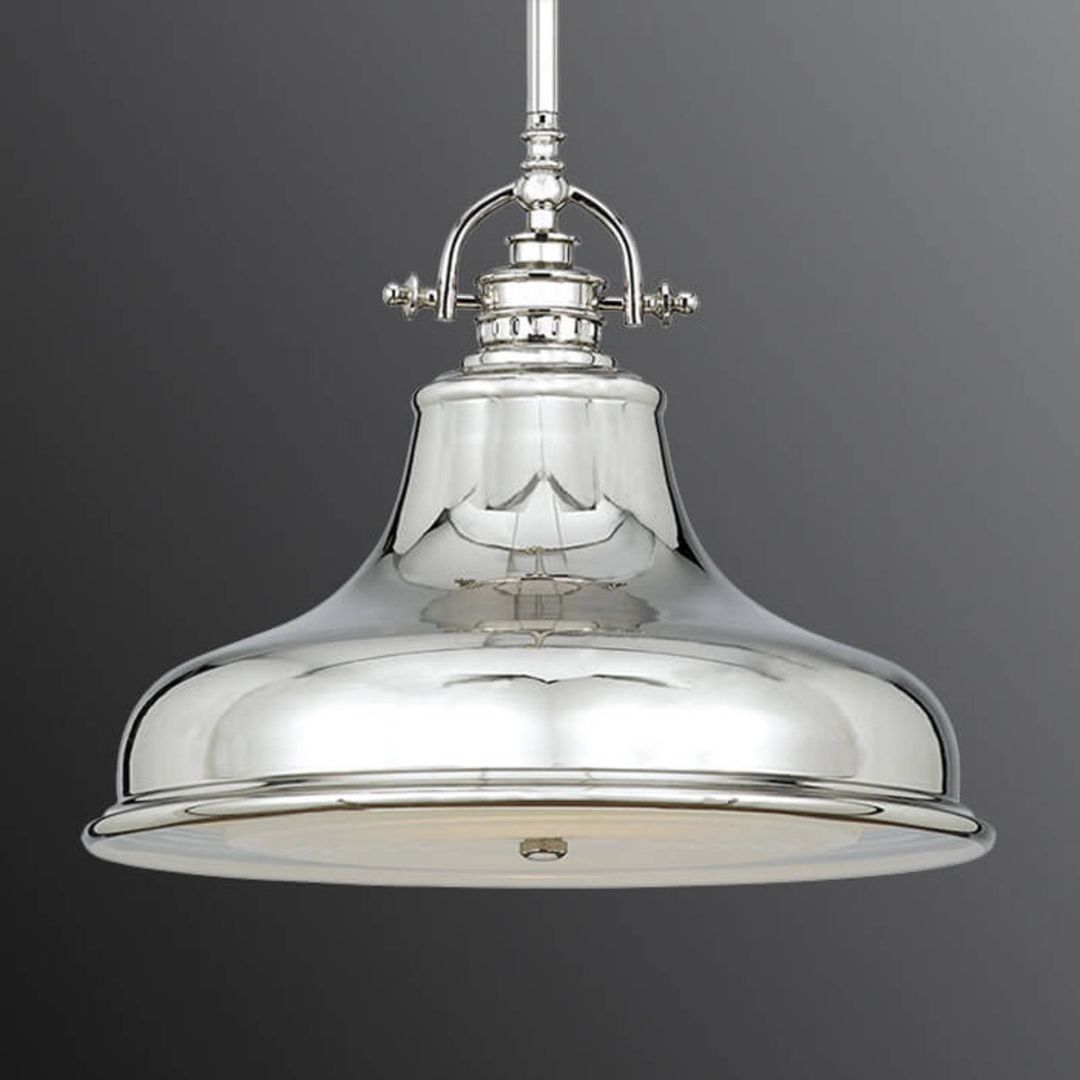 QUOIZEL Emery hanging lamp 1-bulb silver 34.3 cm - Image 1