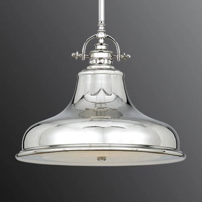 QUOIZEL Emery hanging lamp 1-bulb silver 34.3 cm