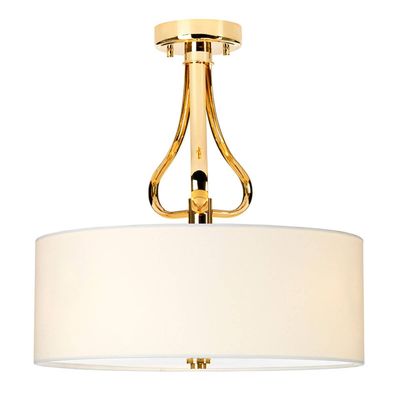 Falmouth 3 Light Semi Flush Bathroom Ceiling Light Gold IP44, G9 - Gold