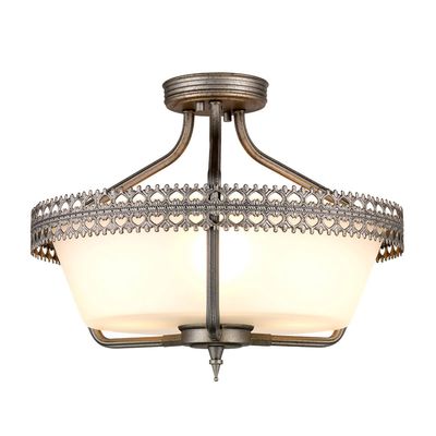 Crown 3 Light Semi Flush Ceiling Pendant Light Iron, E27 - Iron