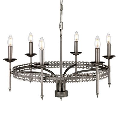 Crown 6 Light Chandelier Iron Finish, E14 - Iron