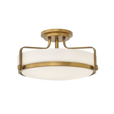 HINKLEY Harper ceiling lamp, antique brass, Ø 46 cm, metal/glass