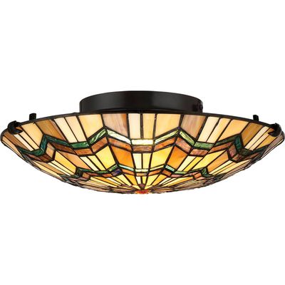 QUOIZEL Alcott ceiling lamp in a Tiffany design - Thumbnail 2